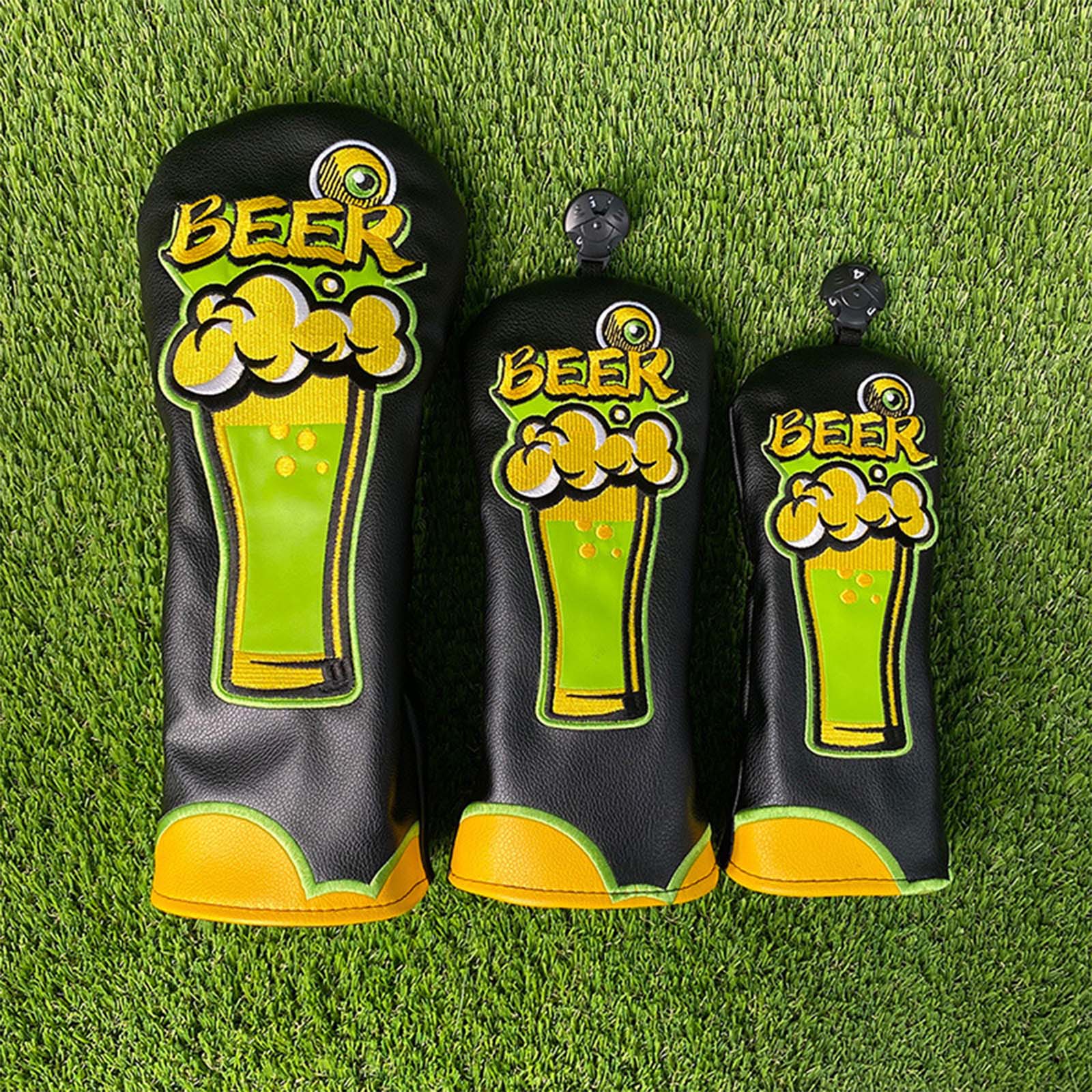 Beer & Wine Grab - Beer Embroidery PU Leather Golf Club