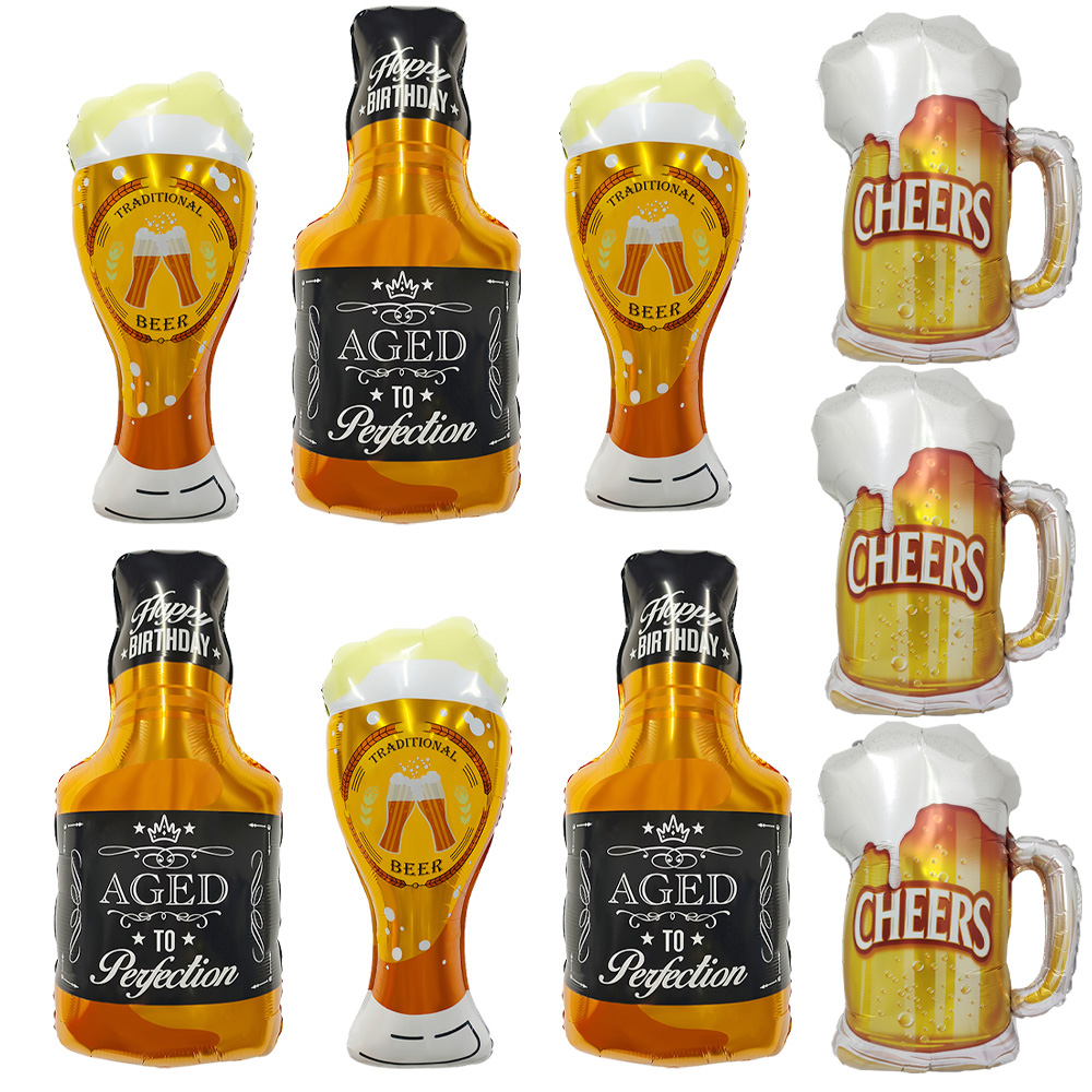 Wine Beer Whiskey - 3 Whiskey Glasses, 3 Happy Beer
