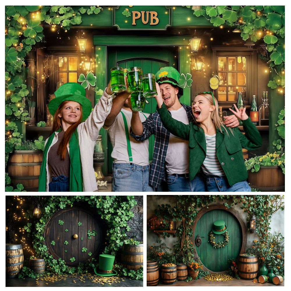 Beer And Wine Festival - St. Patrick's Day Backdrop Banner Green