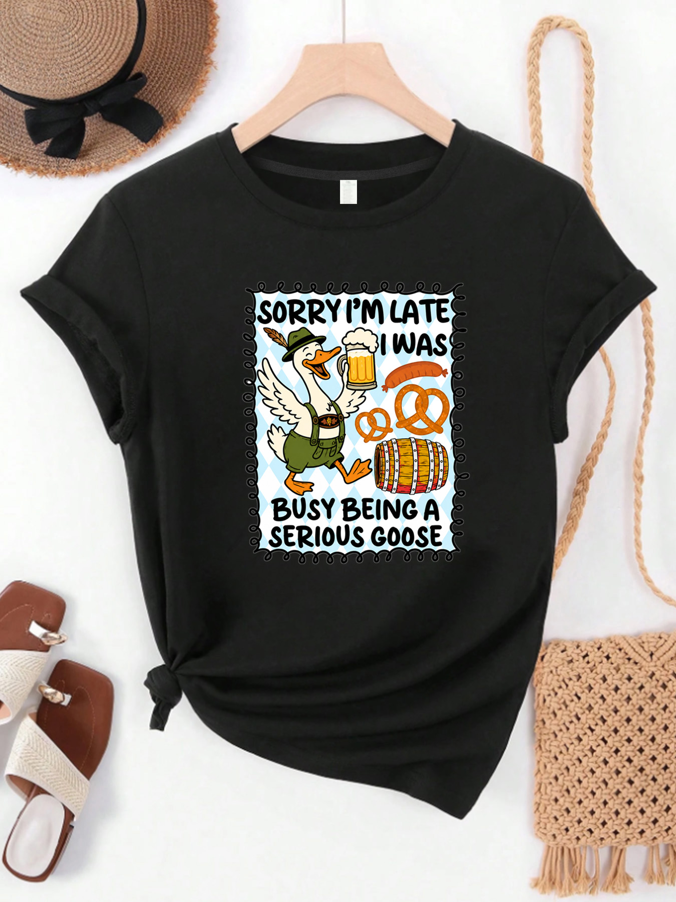 Wine Plus Beer - 【MYJ06269】Beer Festival women's plus size T-shirt