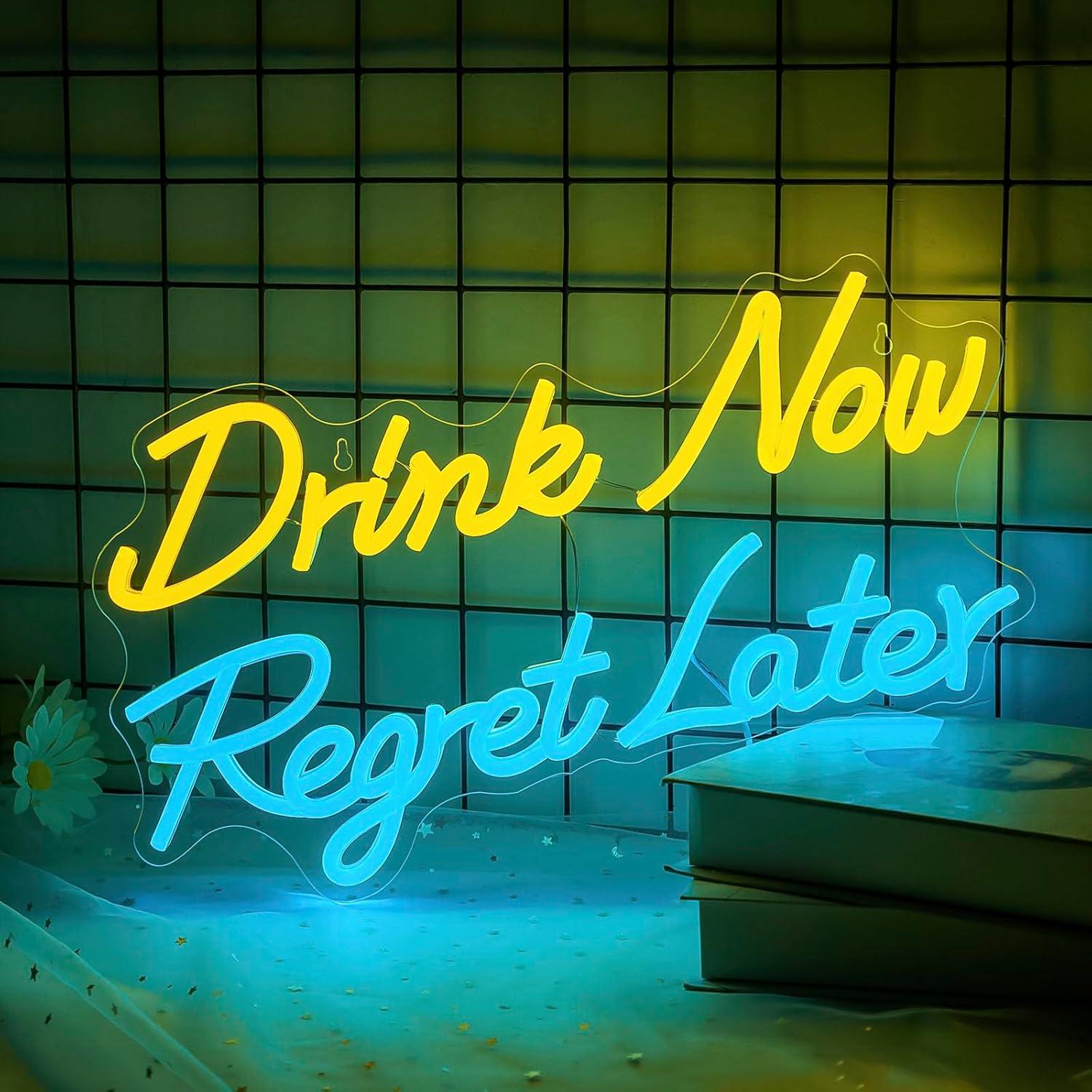 Beer & Wine Grab - Beer Neon Sign Drink Now Regret
