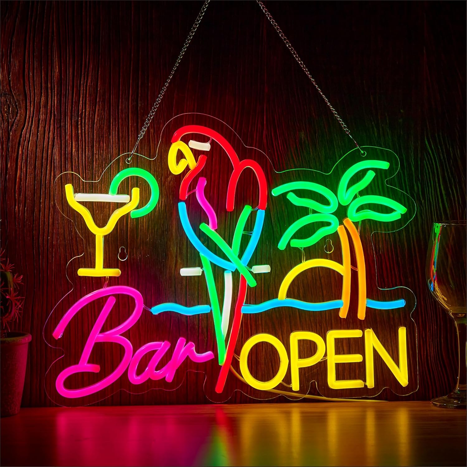 Beer & Wine Grab - Bar Open Neon Sign Business Art