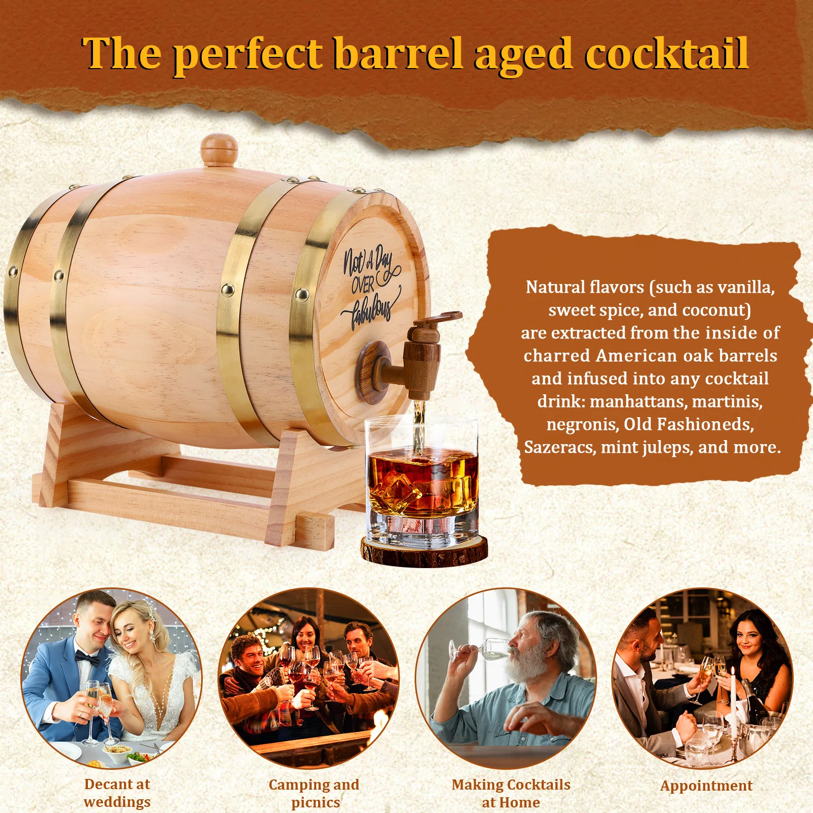 3L Wooden Whiskey Barrel with  - Wine Beer Whiskey recension och pris