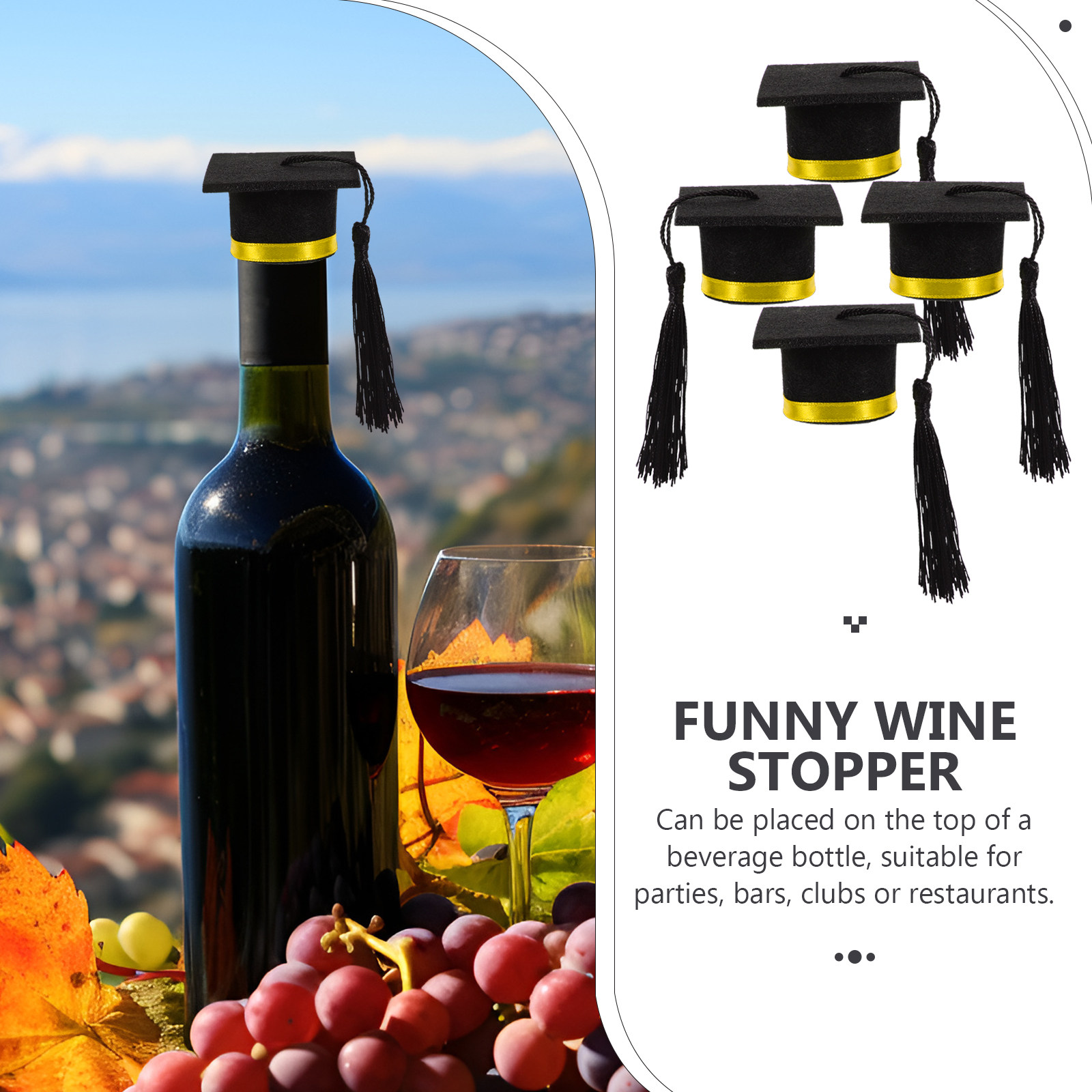 4Pcs Graduation Hat Jar Topper - Beer And Wine Festival recension och pris