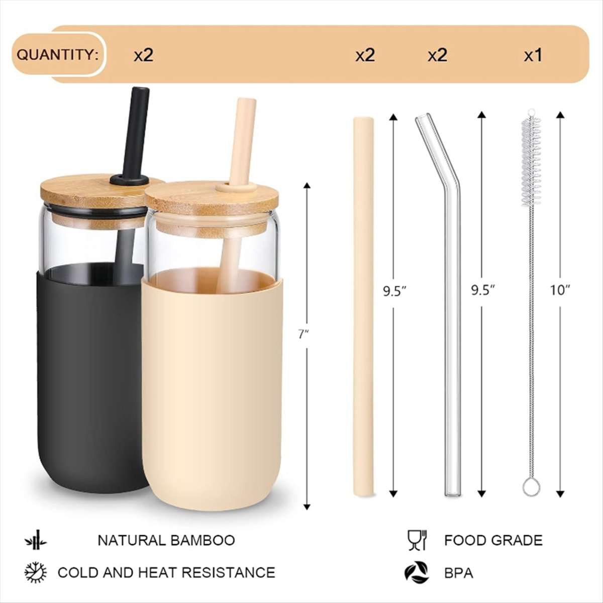 2Colors 20 OZ Glass Cups with  - Beer & Wine Grab recension och pris